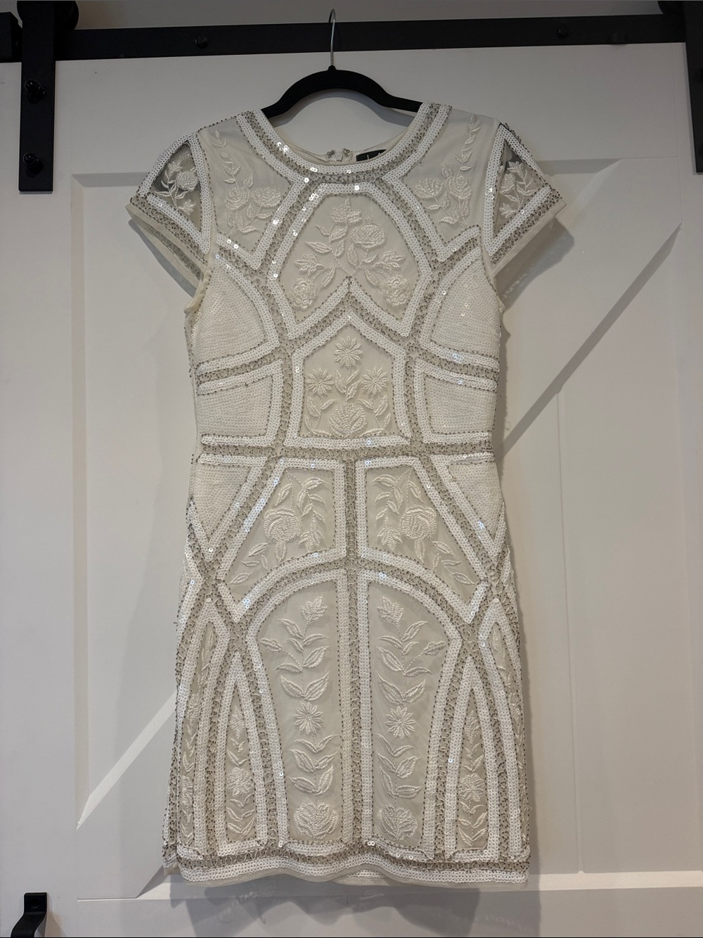 Lulu's Ivory Embroidered Sequin Mini Dress